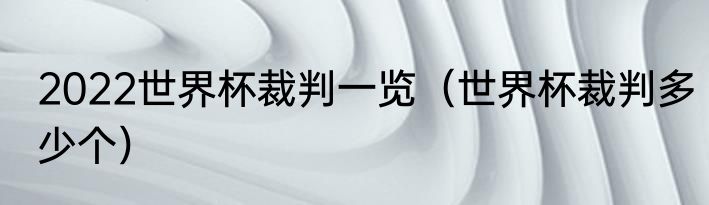 2022世界杯裁判一览（世界杯裁判多少个）