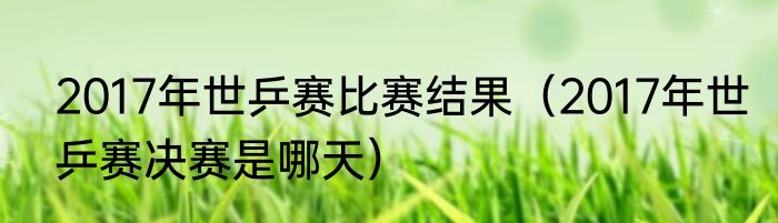 2017年世乒赛比赛结果（2017年世乒赛决赛是哪天）