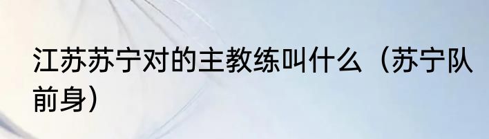 江苏苏宁对的主教练叫什么（苏宁队前身）