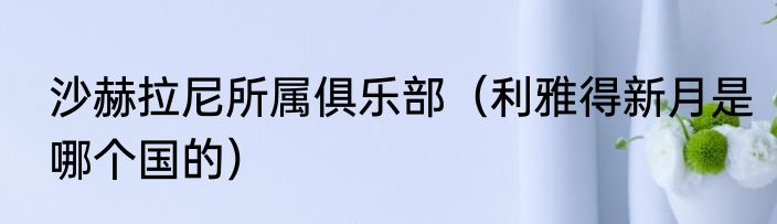 沙赫拉尼所属俱乐部（利雅得新月是哪个国的）