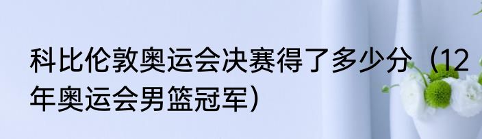 科比伦敦奥运会决赛得了多少分（12年奥运会男篮冠军）