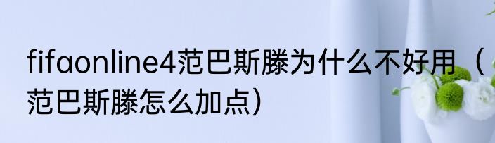 fifaonline4范巴斯滕为什么不好用（范巴斯滕怎么加点）