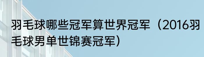 羽毛球哪些冠军算世界冠军（2016羽毛球男单世锦赛冠军）