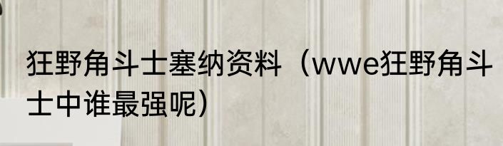 狂野角斗士塞纳资料（wwe狂野角斗士中谁最强呢）