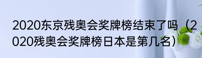 2020东京残奥会奖牌榜结束了吗（2020残奥会奖牌榜日本是第几名）