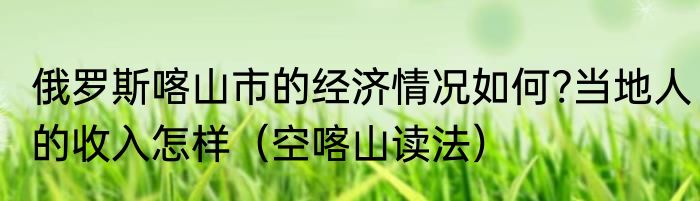 俄罗斯喀山市的经济情况如何?当地人的收入怎样（空喀山读法）