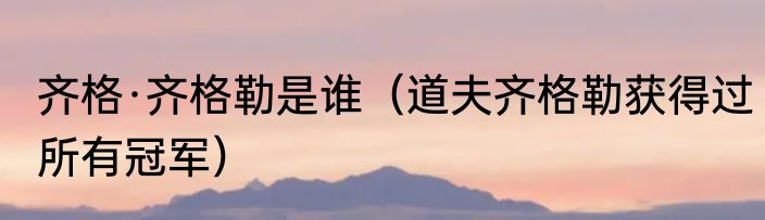 齐格·齐格勒是谁（道夫齐格勒获得过所有冠军）