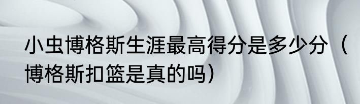小虫博格斯生涯最高得分是多少分（博格斯扣篮是真的吗）