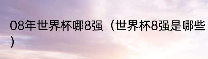 08年世界杯哪8强（世界杯8强是哪些）
