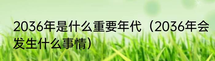 2036年是什么重要年代（2036年会发生什么事情）