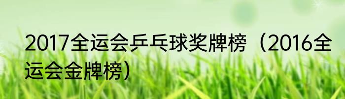 2017全运会乒乓球奖牌榜（2016全运会金牌榜）