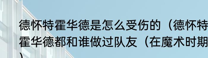 德怀特霍华德是怎么受伤的（德怀特-霍华德都和谁做过队友（在魔术时期））