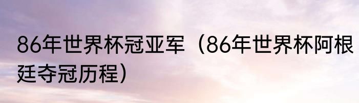 86年世界杯冠亚军（86年世界杯阿根廷夺冠历程）