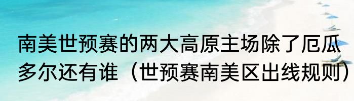 南美世预赛的两大高原主场除了厄瓜多尔还有谁（世预赛南美区出线规则）