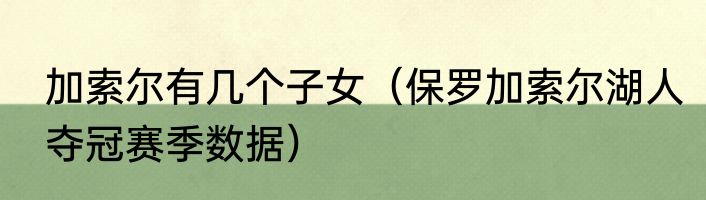 加索尔有几个子女（保罗加索尔湖人夺冠赛季数据）