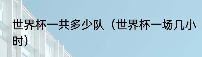 世界杯一共多少队（世界杯一场几小时）