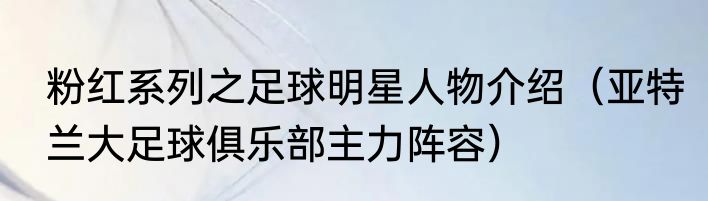 粉红系列之足球明星人物介绍（亚特兰大足球俱乐部主力阵容）