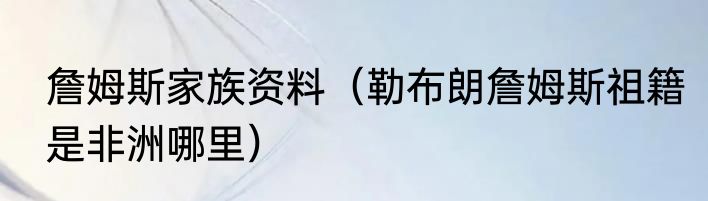 詹姆斯家族资料（勒布朗詹姆斯祖籍是非洲哪里）