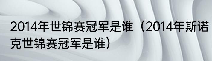 2014年世锦赛冠军是谁（2014年斯诺克世锦赛冠军是谁）