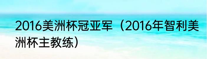 2016美洲杯冠亚军（2016年智利美洲杯主教练）