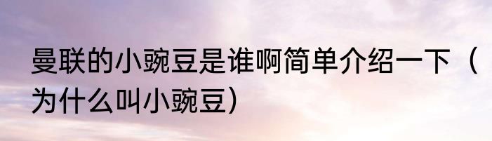 曼联的小豌豆是谁啊简单介绍一下（为什么叫小豌豆）