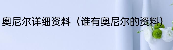 奥尼尔详细资料（谁有奥尼尔的资料）