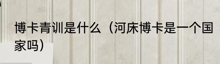 博卡青训是什么（河床博卡是一个国家吗）