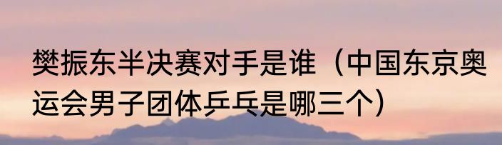 樊振东半决赛对手是谁（中国东京奥运会男子团体乒乓是哪三个）
