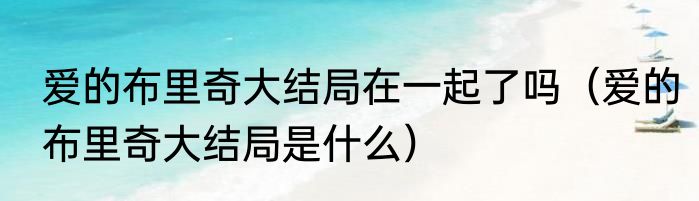 爱的布里奇大结局在一起了吗（爱的布里奇大结局是什么）