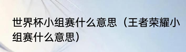 世界杯小组赛什么意思（王者荣耀小组赛什么意思）