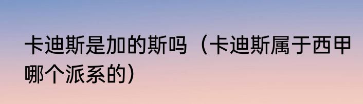 卡迪斯是加的斯吗（卡迪斯属于西甲哪个派系的）