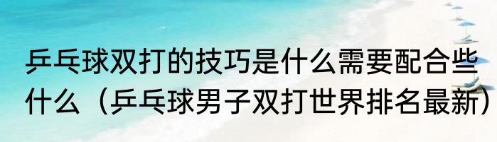 乒乓球双打的技巧是什么需要配合些什么（乒乓球男子双打世界排名最新）