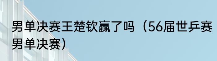 男单决赛王楚钦赢了吗（56届世乒赛男单决赛）