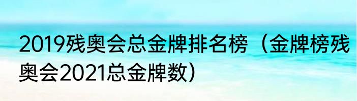 2019残奥会总金牌排名榜（金牌榜残奥会2021总金牌数）