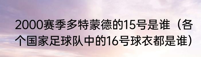 2000赛季多特蒙德的15号是谁（各个国家足球队中的16号球衣都是谁）
