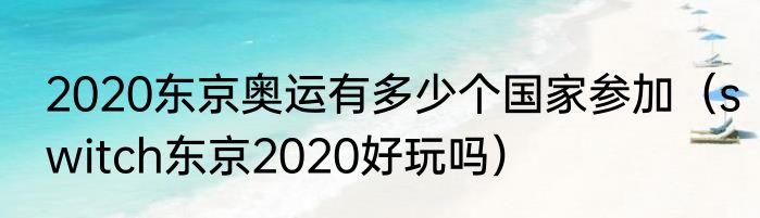 2020东京奥运有多少个国家参加（switch东京2020好玩吗）