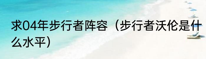 求04年步行者阵容（步行者沃伦是什么水平）