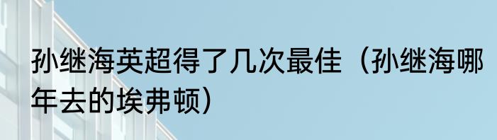 孙继海英超得了几次最佳（孙继海哪年去的埃弗顿）