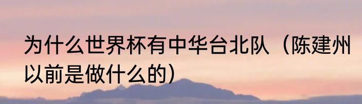 为什么世界杯有中华台北队（陈建州以前是做什么的）