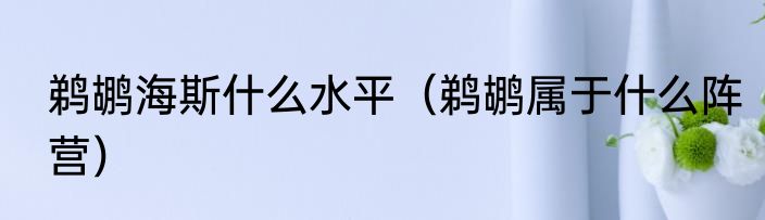 鹈鹕海斯什么水平（鹈鹕属于什么阵营）