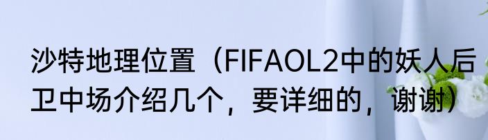 沙特地理位置（FIFAOL2中的妖人后卫中场介绍几个，要详细的，谢谢）