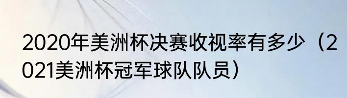 2020年美洲杯决赛收视率有多少（2021美洲杯冠军球队队员）
