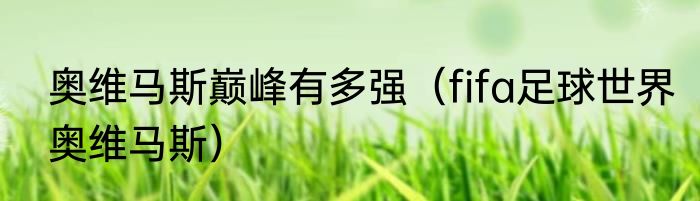 奥维马斯巅峰有多强（fifa足球世界奥维马斯）