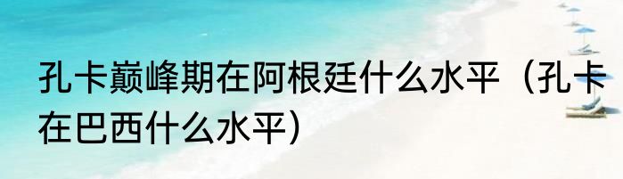 孔卡巅峰期在阿根廷什么水平（孔卡在巴西什么水平）