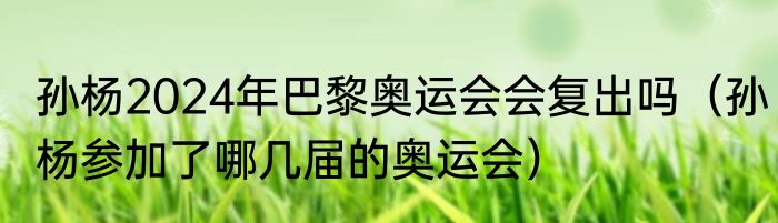 孙杨2024年巴黎奥运会会复出吗（孙杨参加了哪几届的奥运会）