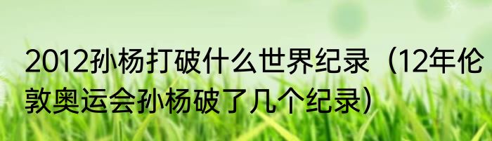 2012孙杨打破什么世界纪录（12年伦敦奥运会孙杨破了几个纪录）