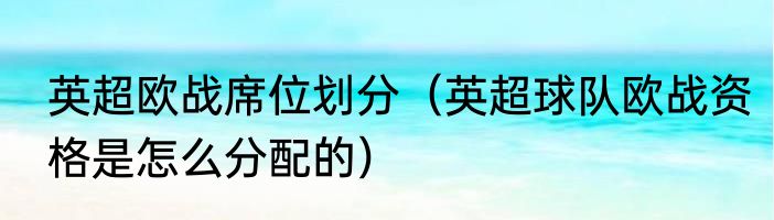 英超欧战席位划分（英超球队欧战资格是怎么分配的）