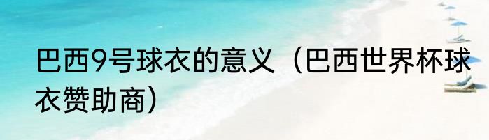 巴西9号球衣的意义（巴西世界杯球衣赞助商）