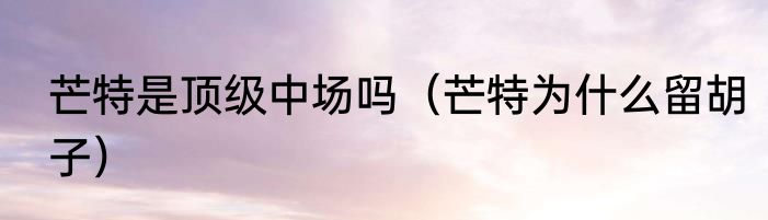 芒特是顶级中场吗（芒特为什么留胡子）