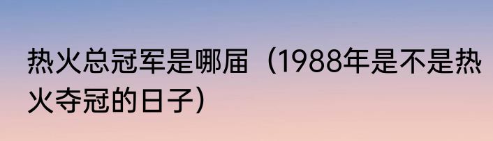 热火总冠军是哪届（1988年是不是热火夺冠的日子）